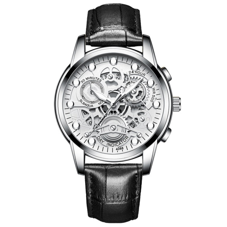 FNGEEN 4088 Men Hollow Quartz Watch Student Waterproof Luminous Watch