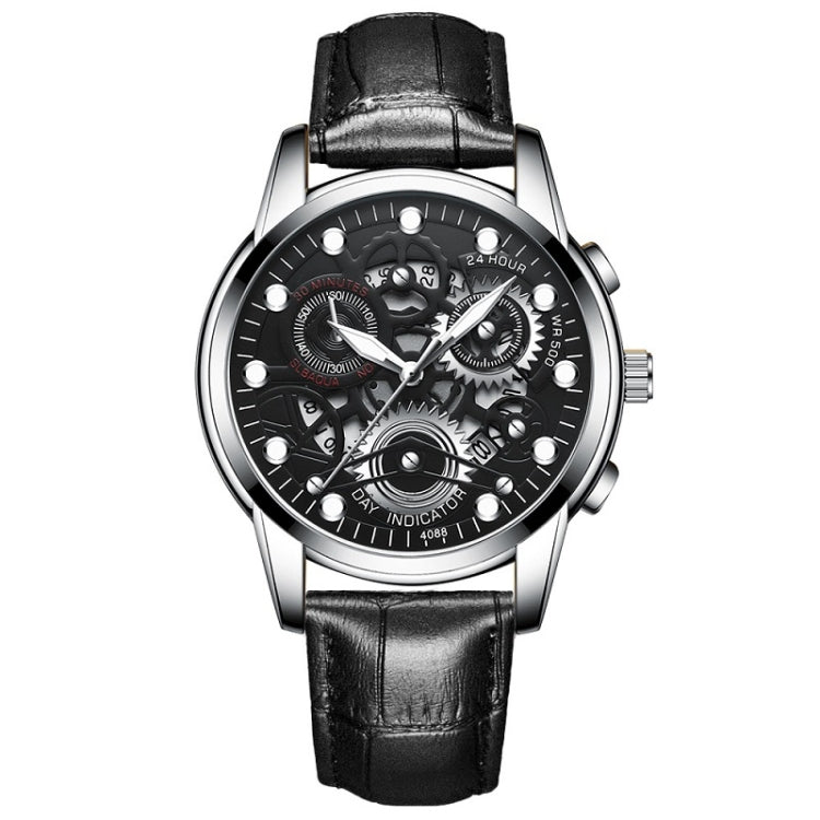 FNGEEN 4088 Men Hollow Quartz Watch Student Waterproof Luminous Watch