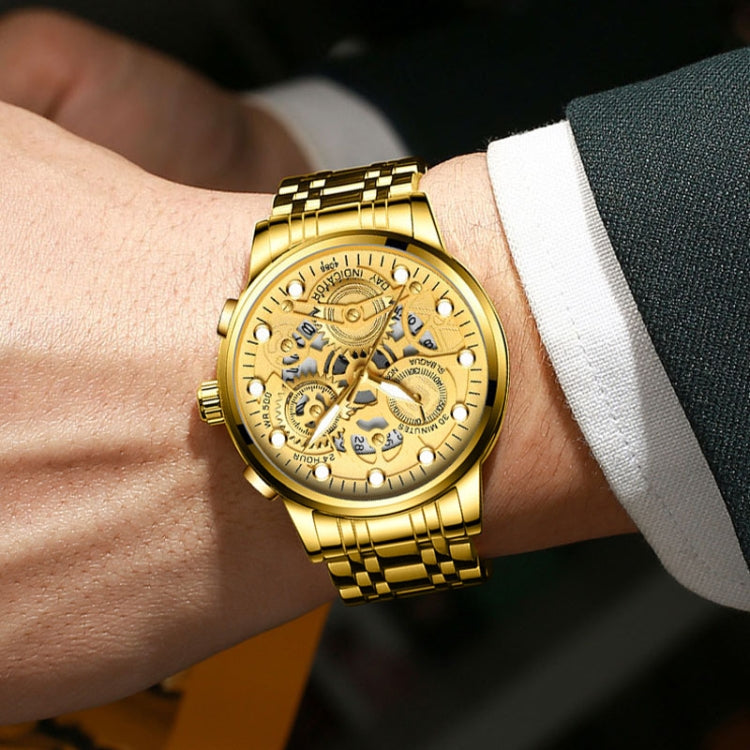 FNGEEN 4088 Men Hollow Quartz Watch Student Waterproof Luminous Watch