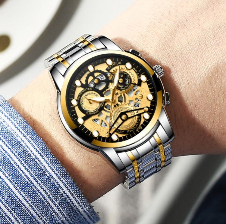 FNGEEN 4088 Men Hollow Quartz Watch Student Waterproof Luminous Watch