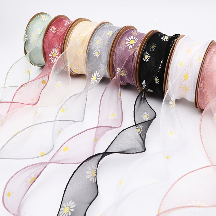 Small Daisy Mermaid Ribbon Flower Bouquet Handwriting Snow Yarn Ribbon, Beige, Black, White, Mint Green, Smoky Gray, Taro Purple, Pink