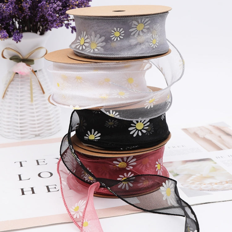 Small Daisy Mermaid Ribbon Flower Bouquet Handwriting Snow Yarn Ribbon, Beige, Black, White, Mint Green, Smoky Gray, Taro Purple, Pink