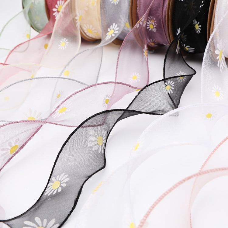 Small Daisy Mermaid Ribbon Flower Bouquet Handwriting Snow Yarn Ribbon, Beige, Black, White, Mint Green, Smoky Gray, Taro Purple, Pink
