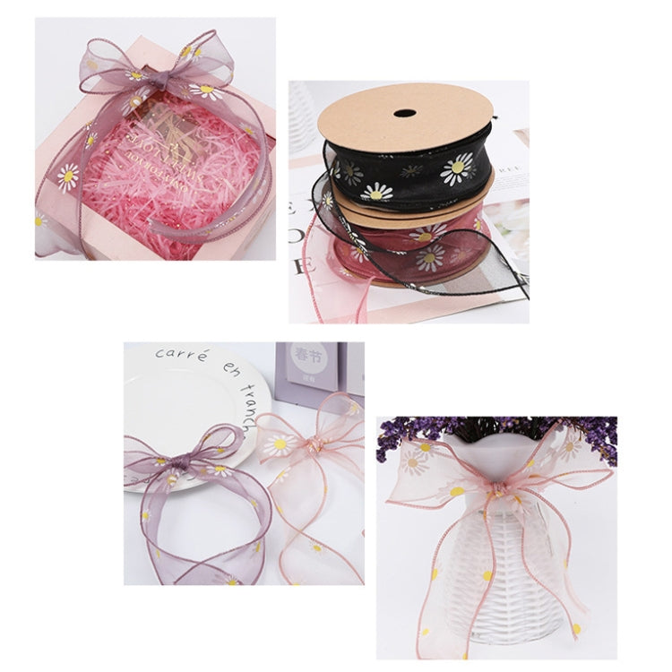 Small Daisy Mermaid Ribbon Flower Bouquet Handwriting Snow Yarn Ribbon, Beige, Black, White, Mint Green, Smoky Gray, Taro Purple, Pink