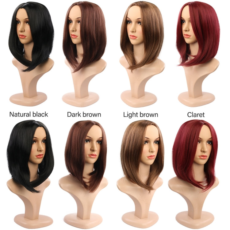 Ladies Short Hair Bobo Head Synthetic Hair Cover, Black, Light Brown