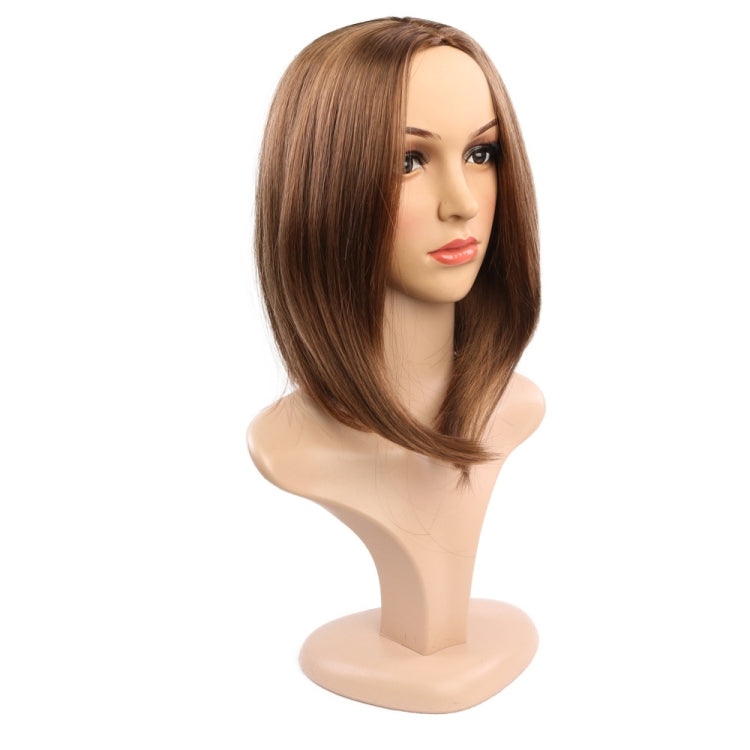 Ladies Short Hair Bobo Head Synthetic Hair Cover, Black, Light Brown