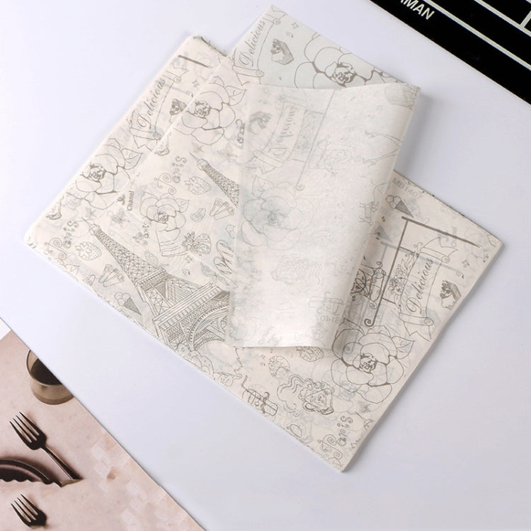 100 Sheets / Pack Cake Greaseproof Paper Baking Packaging Plate Paper Hamburger Paper, Colour: Classical Newspaper, Classical Newspaper, Color Pastry, Orange Tower, White English, Coffee English, Wheat English, Pure White, Thick Kraft Paper, Gray Tower...