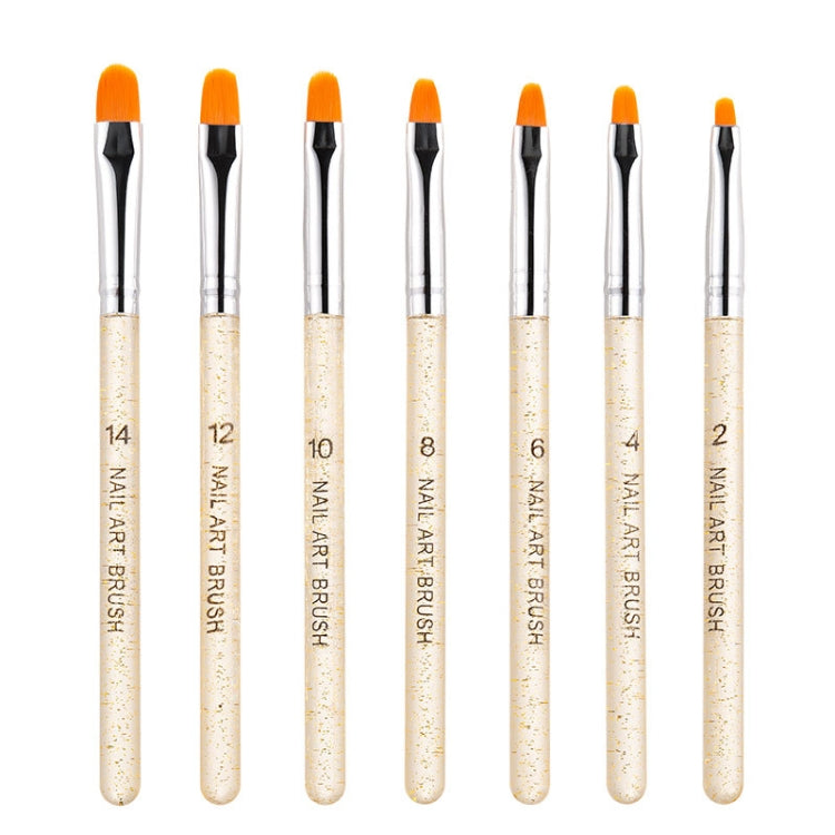 7 In 1 Phototherapy Pen Round Head Line Pen Transparent Rod Painted Pen Drawing Pen Nail Art Brush Tool, Gold Power, Silver Power