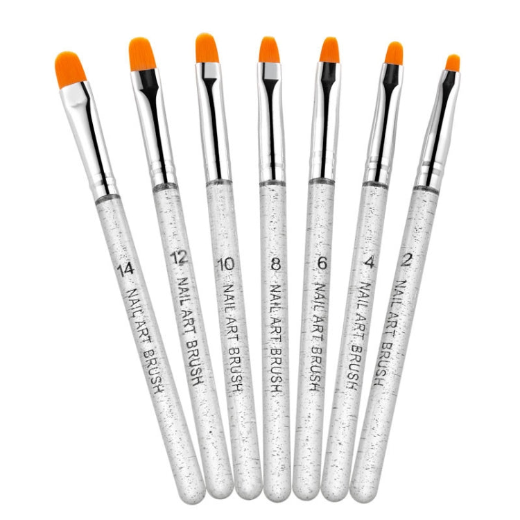 7 In 1 Phototherapy Pen Round Head Line Pen Transparent Rod Painted Pen Drawing Pen Nail Art Brush Tool, Gold Power, Silver Power