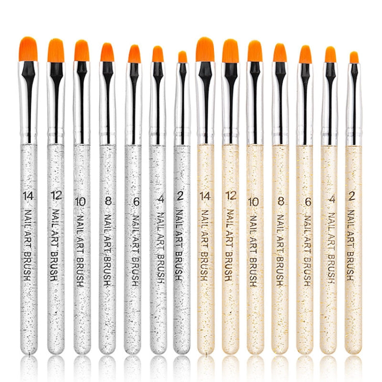 7 In 1 Phototherapy Pen Round Head Line Pen Transparent Rod Painted Pen Drawing Pen Nail Art Brush Tool, Gold Power, Silver Power