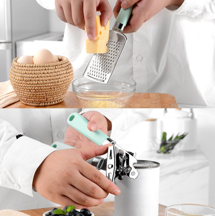 9 in 1 Plastic Handle Stainless Steel Kitchen Utensils Household Gadget Set, Cyan, Black
