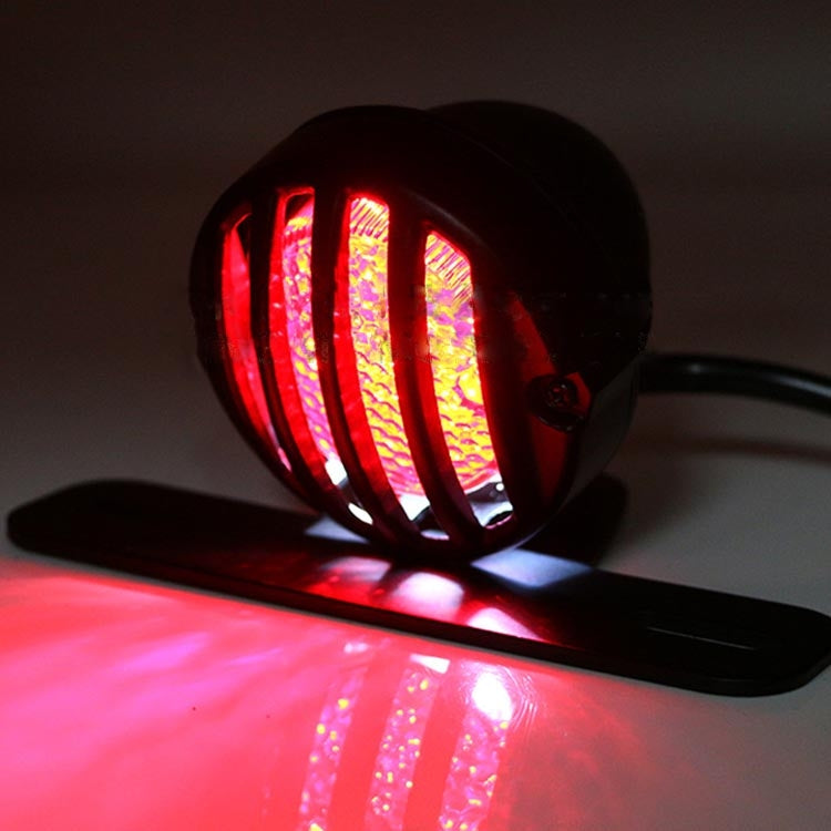 Universal Retro Waning Tail Light Motorcycle Modified Rear Tail Light Brake Light, Black, Silver