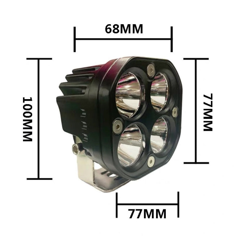 40W White Light Motorcycle LED Spotlight Headlight Car Front Bumper Light Off-Road Vehicle Modified Roof Light, White Light