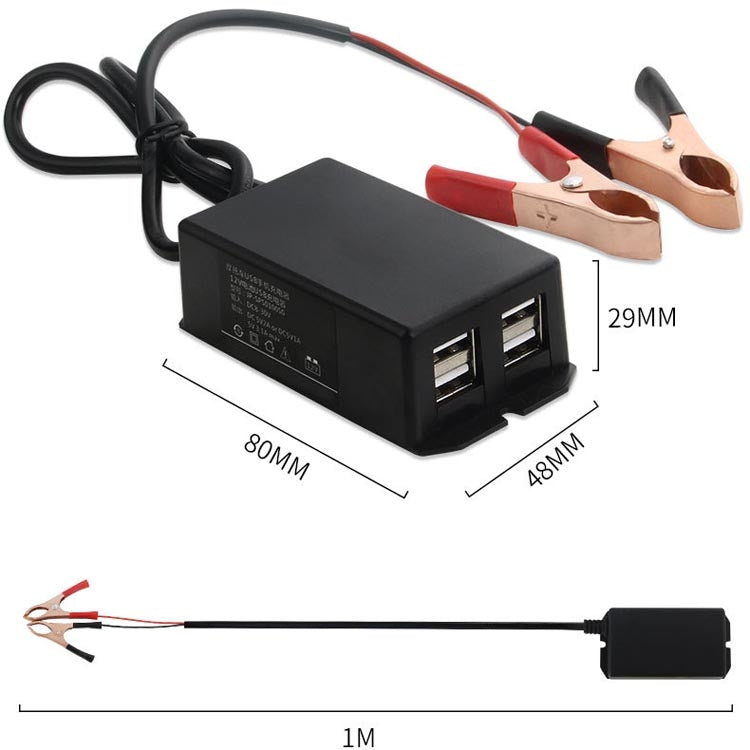 12/24V 4 USB Interface Motorcycle Car Mobile Phone Charger, Phone Charger
