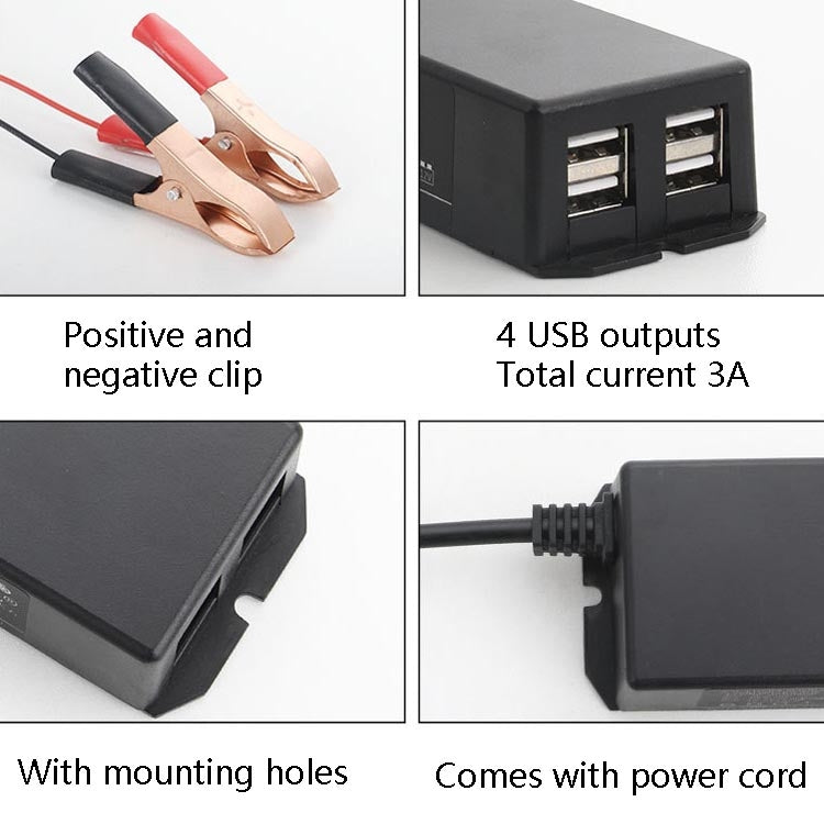 12/24V 4 USB Interface Motorcycle Car Mobile Phone Charger, Phone Charger