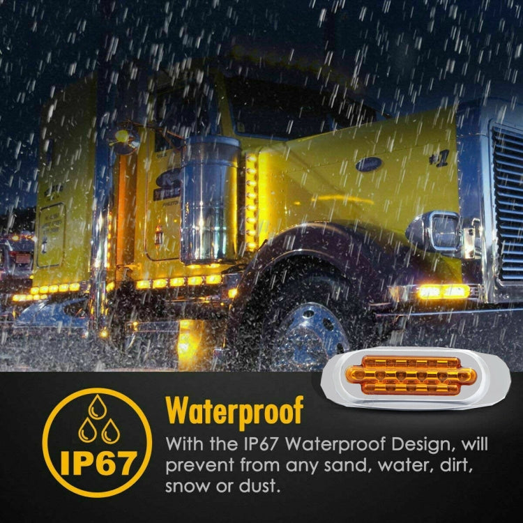 12-24V 2000-4000K 16 LEDs Electroplating Side Lights Side Tail Lights Cargo Truck Modification Light, Red (2 Lines Always Bright), Yellow (2 Lines Always Bright), Red (High and Low Light 3 Lines), Yellow (High and Low Light 3 Lines)