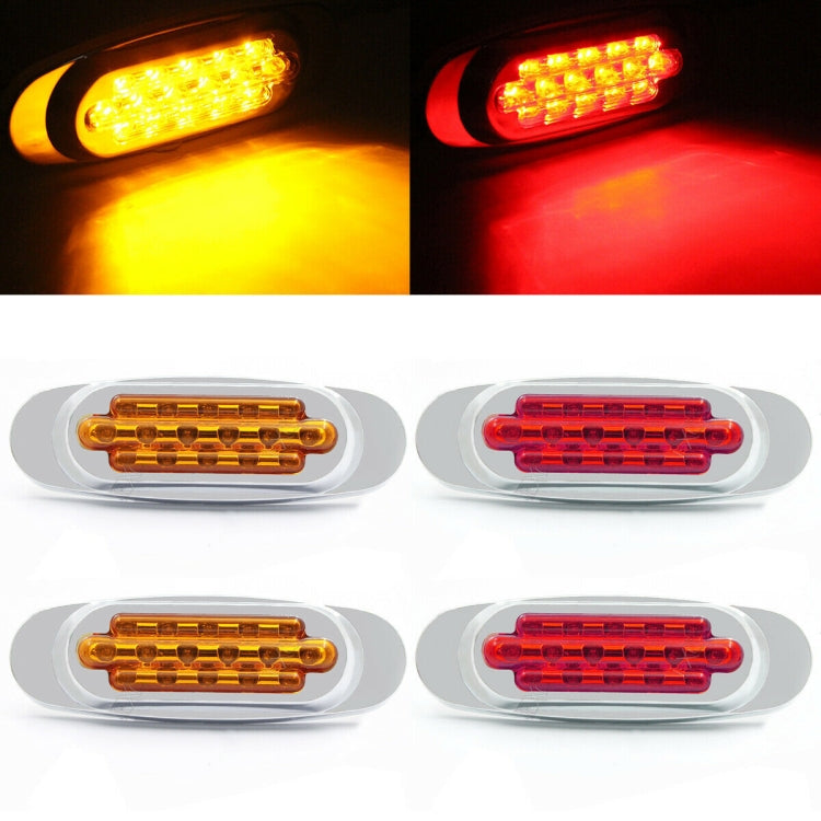 12-24V 2000-4000K 16 LEDs Electroplating Side Lights Side Tail Lights Cargo Truck Modification Light, Red (2 Lines Always Bright), Yellow (2 Lines Always Bright), Red (High and Low Light 3 Lines), Yellow (High and Low Light 3 Lines)