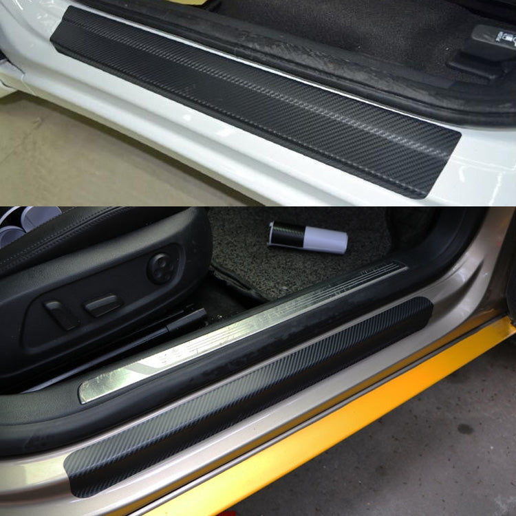 5 Sets Car Threshold Carbon Fiber Sticker Car Door Scratch Strip Anti-Kick Film Protective Pad Threshold Strip, 4 PCS / Set 3D Black, 4 PCS / Set 4D Black