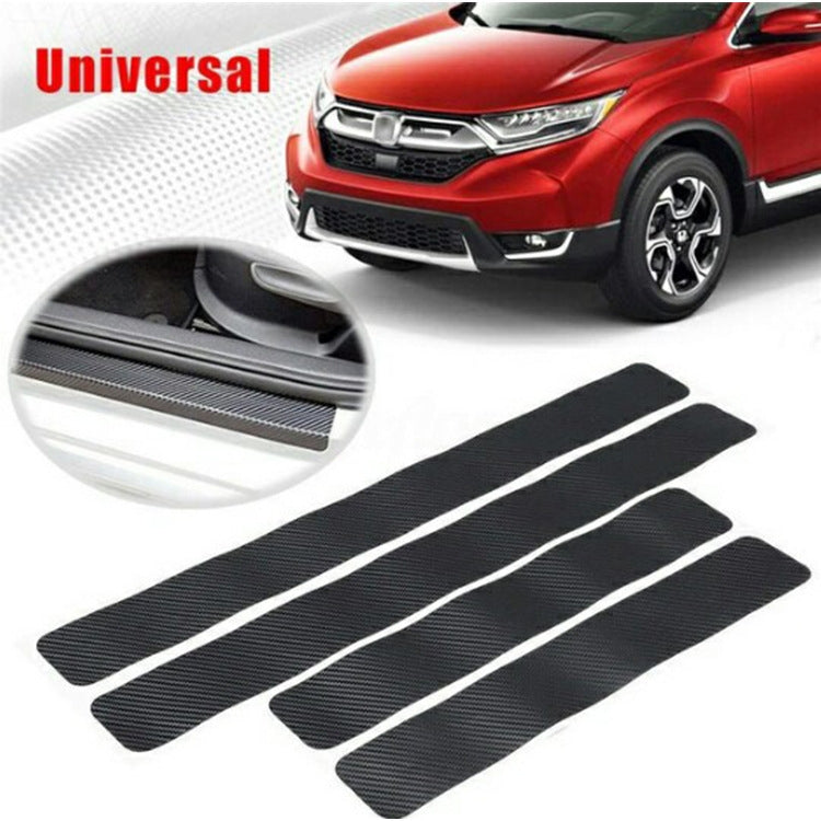 5 Sets Car Threshold Carbon Fiber Sticker Car Door Scratch Strip Anti-Kick Film Protective Pad Threshold Strip, 4 PCS / Set 3D Black, 4 PCS / Set 4D Black