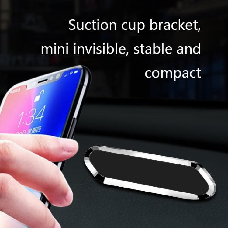 F601 4 PCS One Word Long Magnet Car Bracket Car Navigation Lazy Magnetic Metal Bracket, Water Chestnut Black, Water Chestnut Silver, Water Chestnut Gold, Rounded Black, Rounded Silver, Rounded Gold