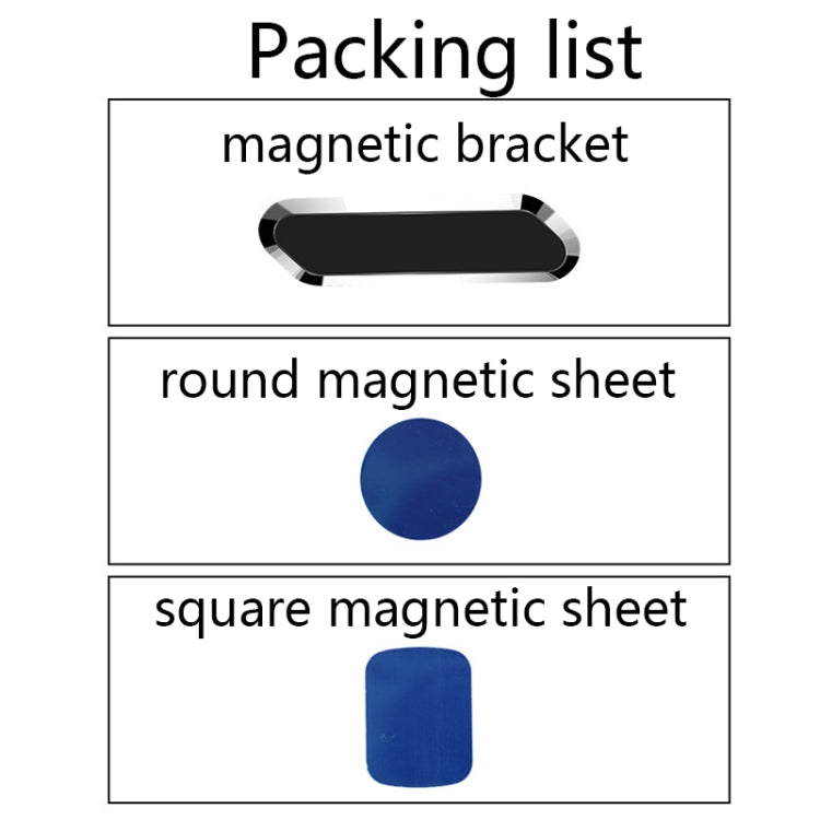 F601 4 PCS One Word Long Magnet Car Bracket Car Navigation Lazy Magnetic Metal Bracket, Water Chestnut Black, Water Chestnut Silver, Water Chestnut Gold, Rounded Black, Rounded Silver, Rounded Gold