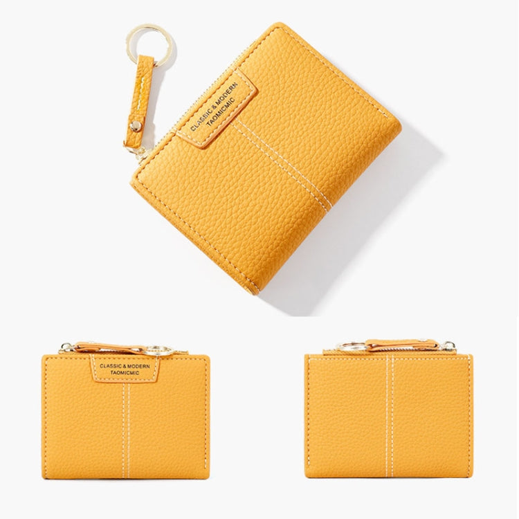 928666 Multi-Card Keychain Coin Purse Short Ladies Wallet, Yellow, Red, Blue, Brown, Black