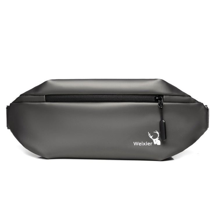 WEIXIER 9563 Men Outdoor Messenger Bag Multifunctional PU Large-Capacity Waist Bag, Black, Gray