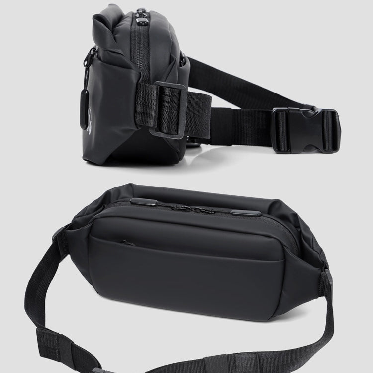 WEIXIER 9563 Men Outdoor Messenger Bag Multifunctional PU Large-Capacity Waist Bag, Black, Gray