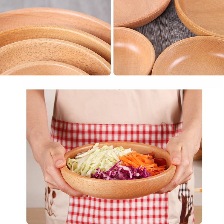 Round Fruit Plate Salad Bowl Thick Wood Dried Fruit Plate Fruit Sushi Plate, 15cm, 20cm, 25cm, 30cm