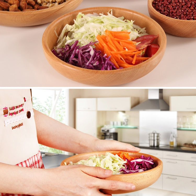 Round Fruit Plate Salad Bowl Thick Wood Dried Fruit Plate Fruit Sushi Plate, 15cm, 20cm, 25cm, 30cm