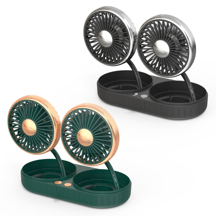 F303 Car USB Fan 12/24V Car Shake Head Fan, F303 (Gold), F303 (Silver)