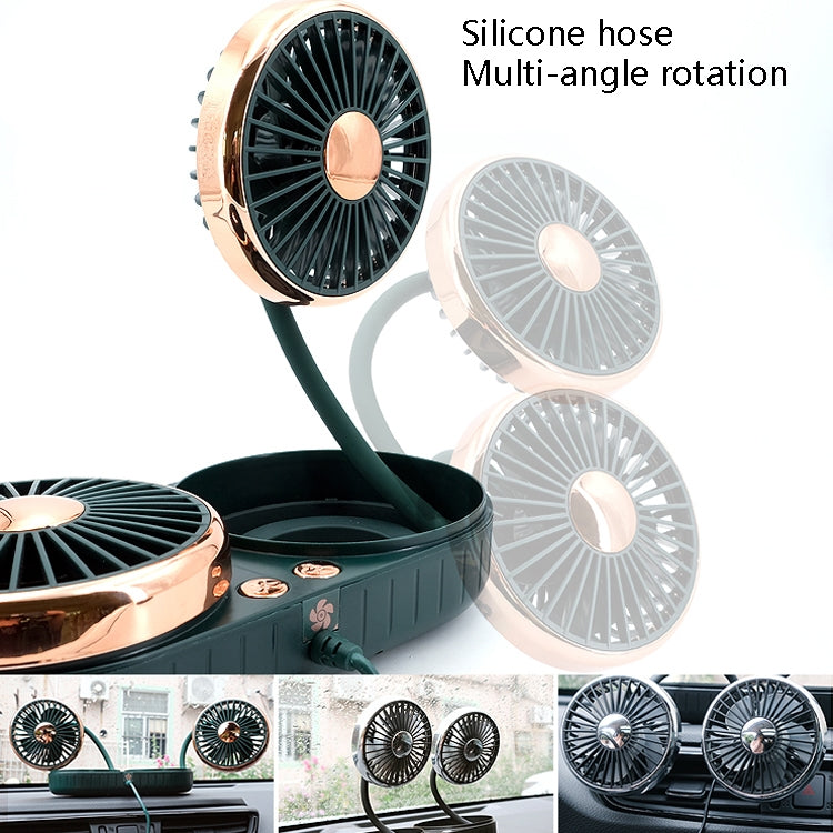 F303 Car USB Fan 12/24V Car Shake Head Fan, F303 (Gold), F303 (Silver)