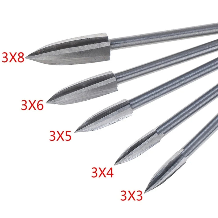5 PCS / Set Woodworking White Steel Pointed Three-Blade Engraving Milling Cutter Electric Engraving Knife, Engraving Knife