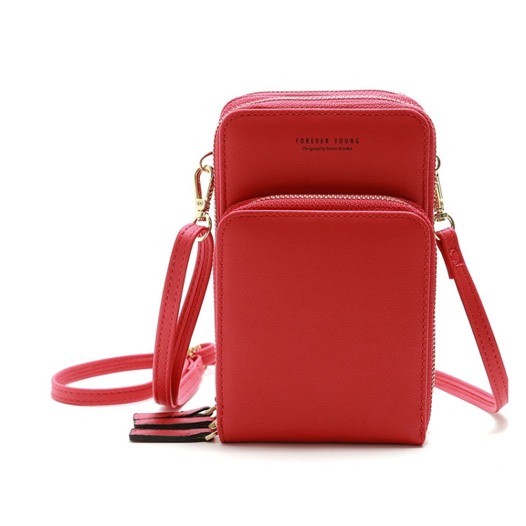 Ladies Mobile Phone Bag PU Vertical Large Capacity Mobile Phone Single-Shoulder Messenger Bag, PU(Black), PU(Pink), PU(Gray), PU(Orange), PU(Red), PU(Claret), PU(Purple), PU(Green), PU(Blue), PU(Dark Blue)