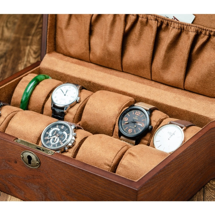 Wooden Watch Box Jewelry Watch Collection Display Storage Box, 2 Big Pillows + 5 Small Pillows, 10 Epitope Wooden