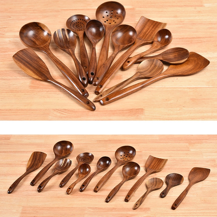 Non-Stick Pot Wood Shovel Teak Cooking Pot Shovel Tableware, Sweet Spoon, Saving Spoon, Bent Spoon, Mixing Spoon, Filter Spoon, Curved Shovel, Thickened Oblique Shovel, Curved Spatula, Small Spoon, Medium Spoon, Long Handle Filter Spoon