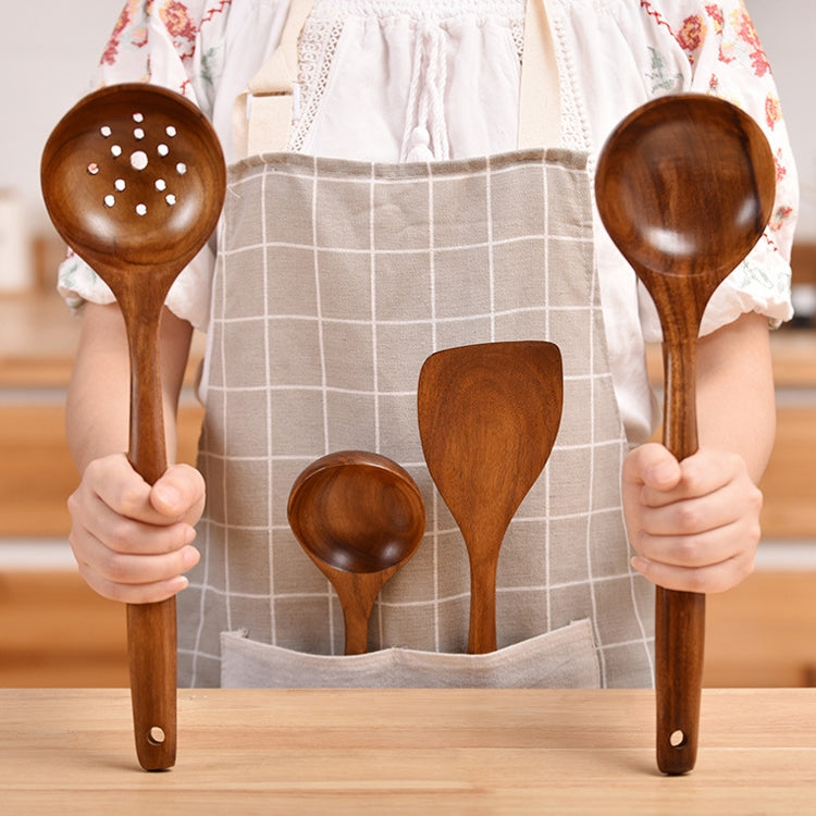 Non-Stick Pot Wood Shovel Teak Cooking Pot Shovel Tableware, Sweet Spoon, Saving Spoon, Bent Spoon, Mixing Spoon, Filter Spoon, Curved Shovel, Thickened Oblique Shovel, Curved Spatula, Small Spoon, Medium Spoon, Long Handle Filter Spoon