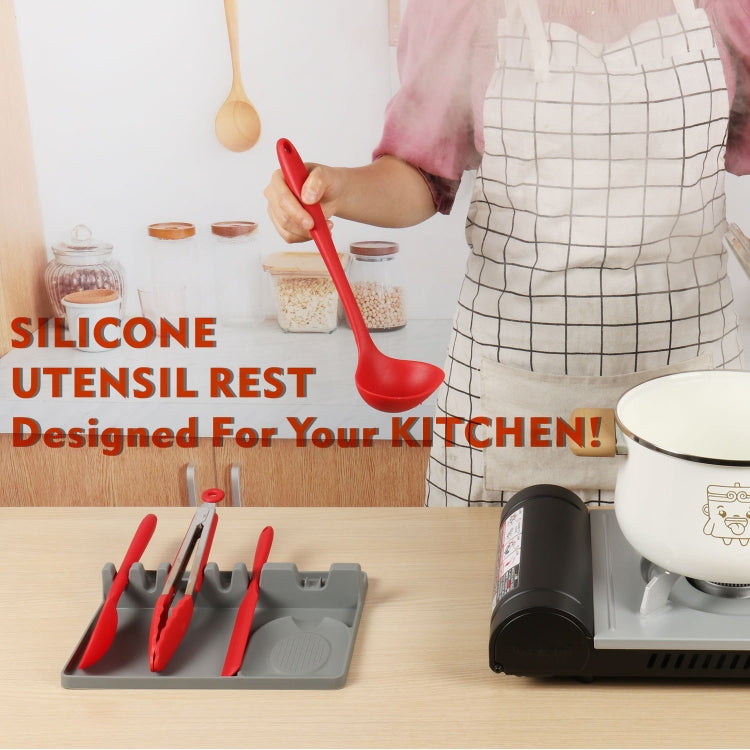 2 in 1 Kitchen Silicone Spoon Holder Shelf, Large (Gray), Medium (Gray), Medium (Black), Large (Red), Medium (Red), Large (Blue), Medium (Blue), Large (Orange), Medium (Orange), Large (Green), Medium (Green)