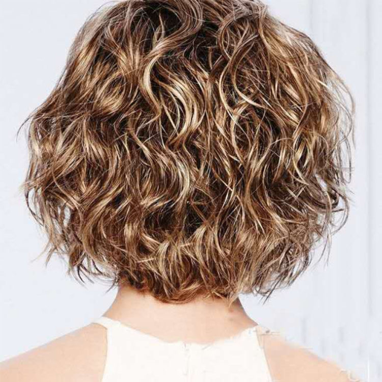 Ladies Oblique Bangs Fluffy Short Curly Hair Wig Headgear, WIG-017B