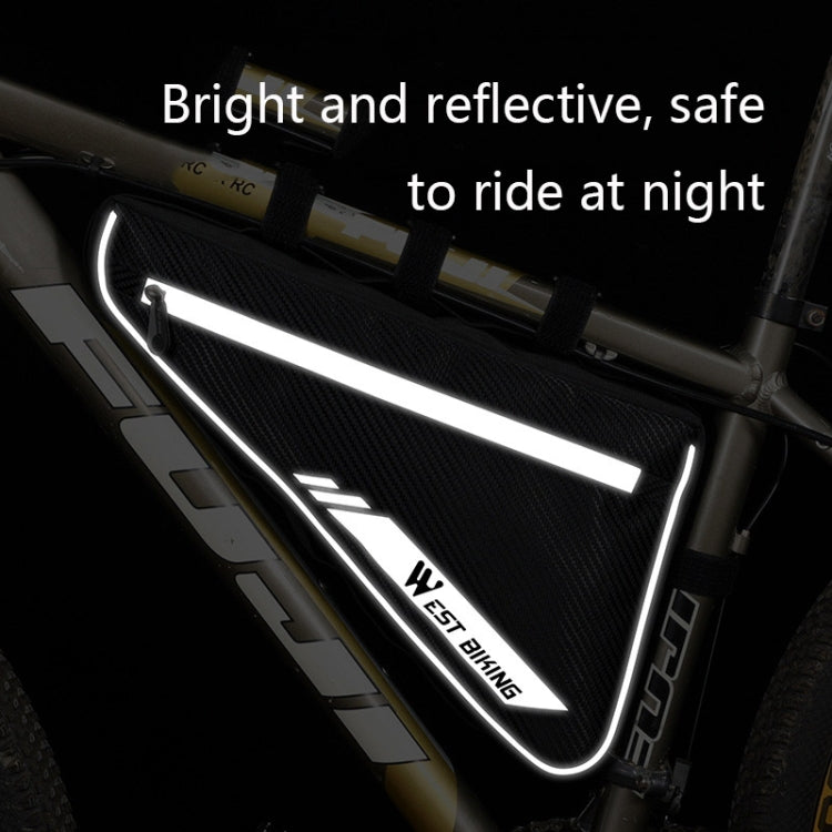WEST BIKING YP0707254 4L Bicycle Triangle Bag Mountain Bike Large Capacity Front Beam Reflective Waterproof Bag Riding Equipment