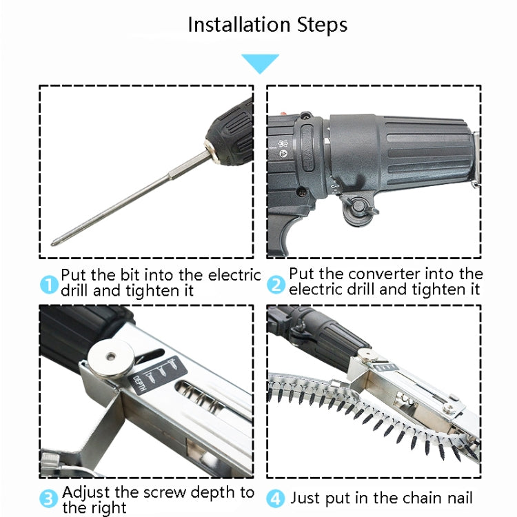 JieLi Chain Belt Screw Converter Electric Screwdriver On Gypsum Board Tool, Electric Screwdriver With 50 Chains Strap