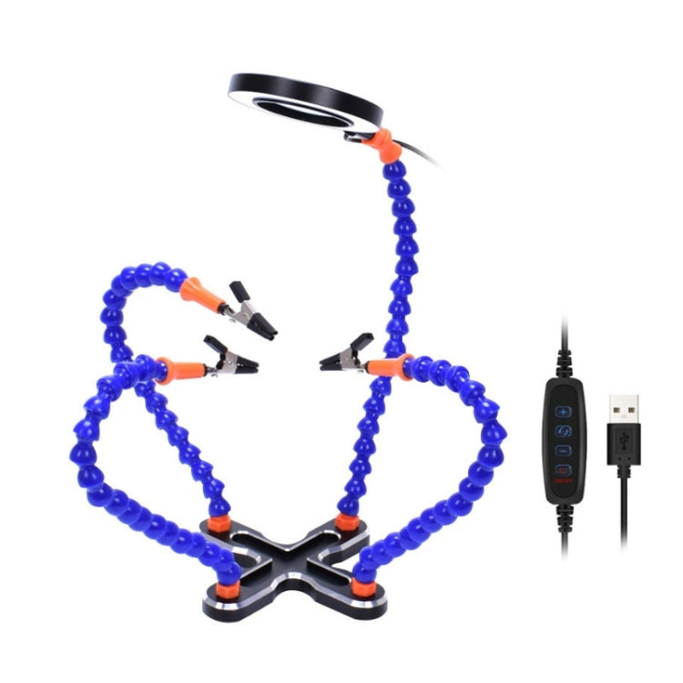 Aluminum Alloy 4-Claw Aircraft Model Universal Arm With Light & Welding Station, N-CSBKM-BK9 Black, N-CSBKM-BL9 Blue