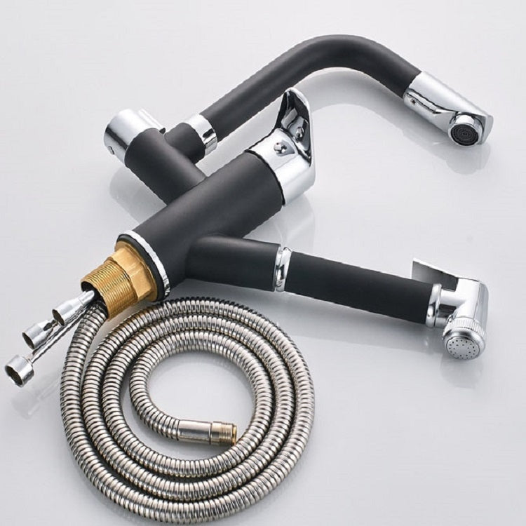 Kitchen Pull-Out Double Faucet Water Table Hot And Cold Water Faucet, Wheel Bending Pull, Round Spray Pull, Cube Spray Pull