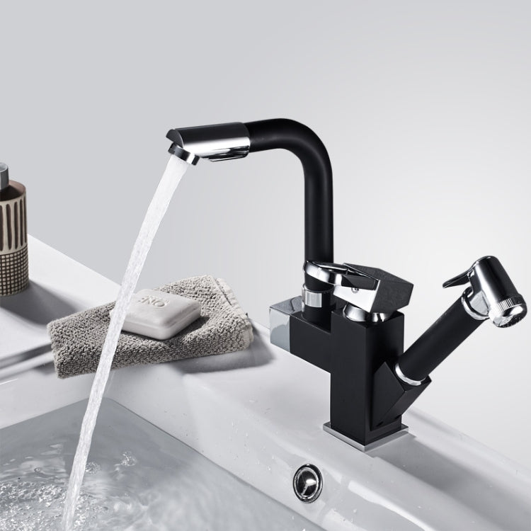 Kitchen Pull-Out Double Faucet Water Table Hot And Cold Water Faucet, Wheel Bending Pull, Round Spray Pull, Cube Spray Pull