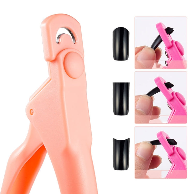 Nail Scissors U-Shaped Scissors DIY French Nail Fake Nail Scissors, Specification: Light Blue, Black, Rose Red, Blue With Hood, Black With Hood, Orange With Hood, Rose Red With Hood, Light Blue