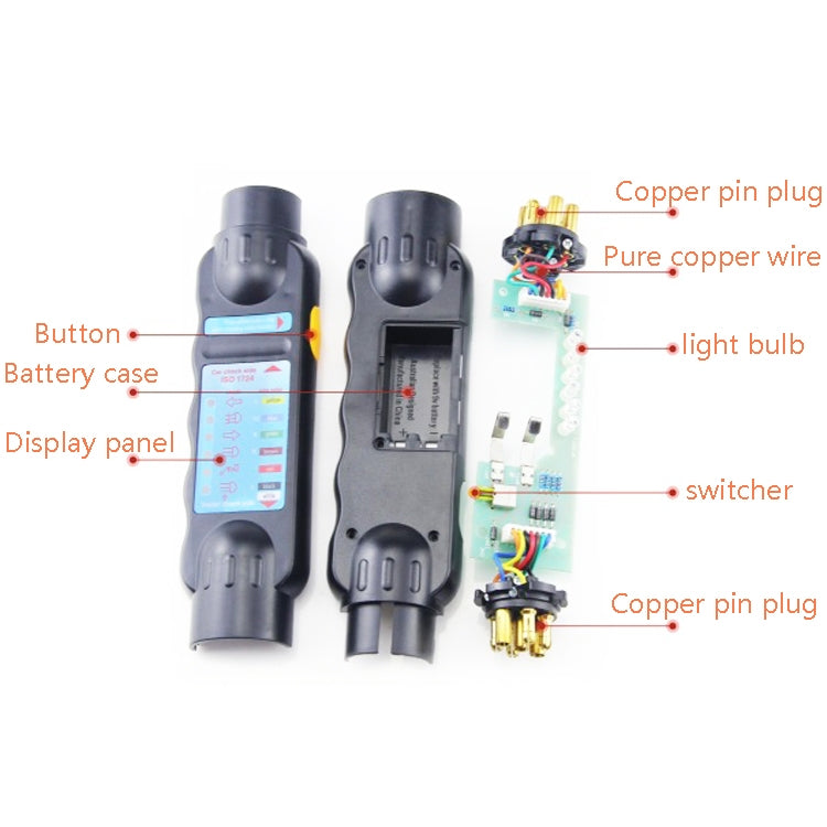 TS170E-Z 12V Car Resistance Trailer Plug Socket Trailer Tester Connector Recorder With 2 Conversion Heads EU Plug, TS170E-Z