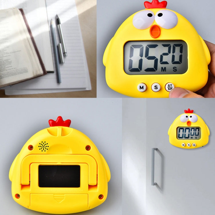 Kitchen Baking Cartoon Animal Electronic Timer Alarm Clock Student Learning Timer, Pink Pig, Yellow Chicken, Green Frog, Pink Frog