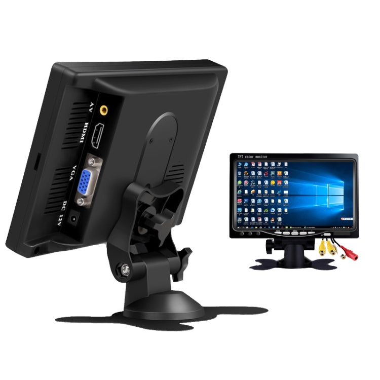 YB-700A-1 7 Inch 12/24V HD Car Monitor Display HDMI VGA AV Interface Home Computer Video Player Resolution:, 1024 x 600