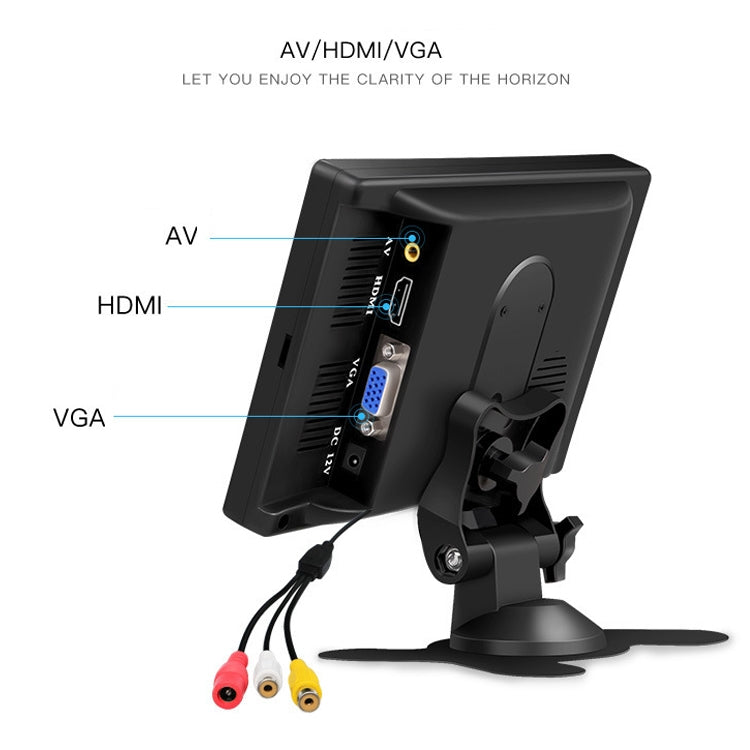 YB-700A-1 7 Inch 12/24V HD Car Monitor Display HDMI VGA AV Interface Home Computer Video Player Resolution:, 1024 x 600