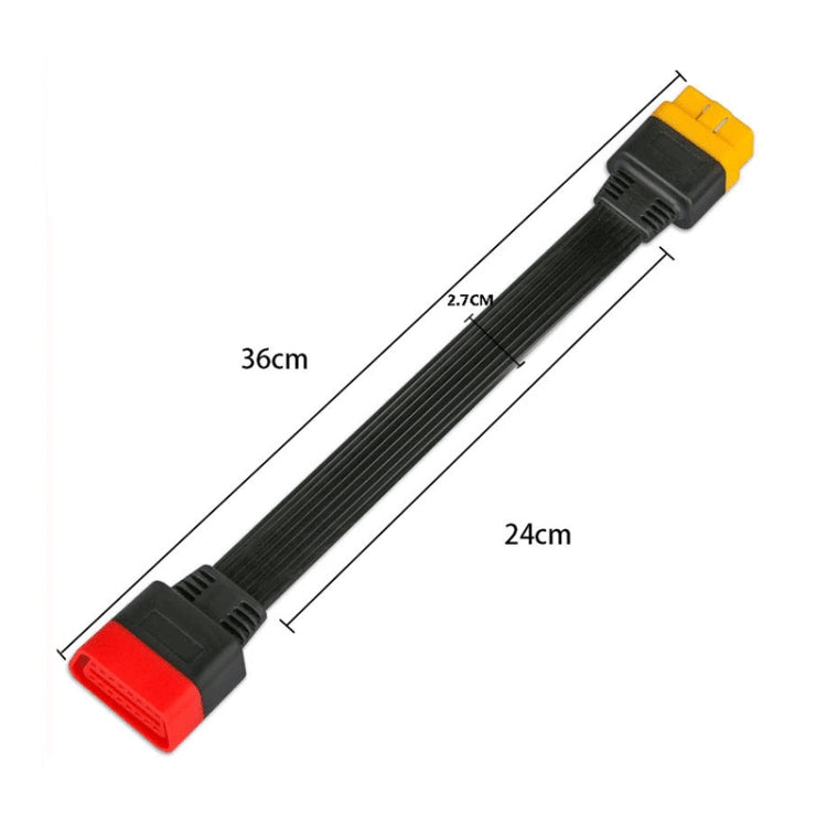 SF62 Car Detector OBD Extension Line Car Computer Conversion Plug Male to Female Adapter Cable, 36cm